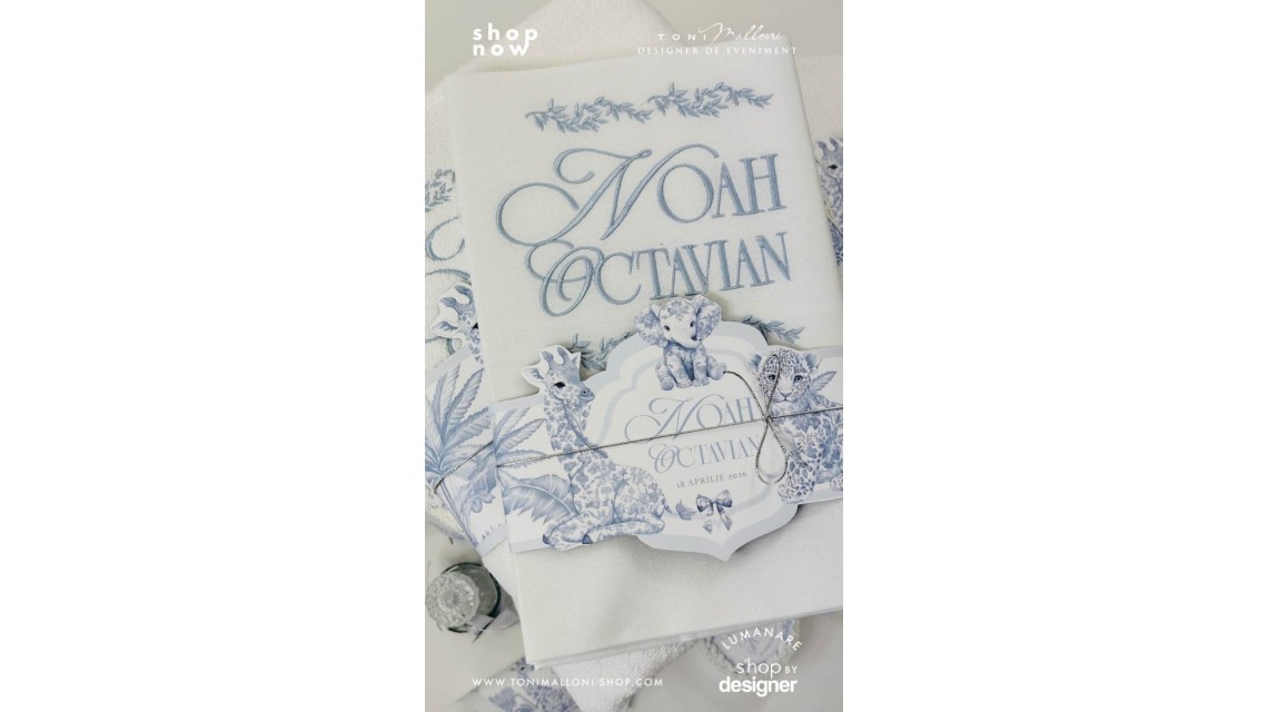 Trusou botez Safari Bleu personalizat băiat – tematică jungle elegantă 5